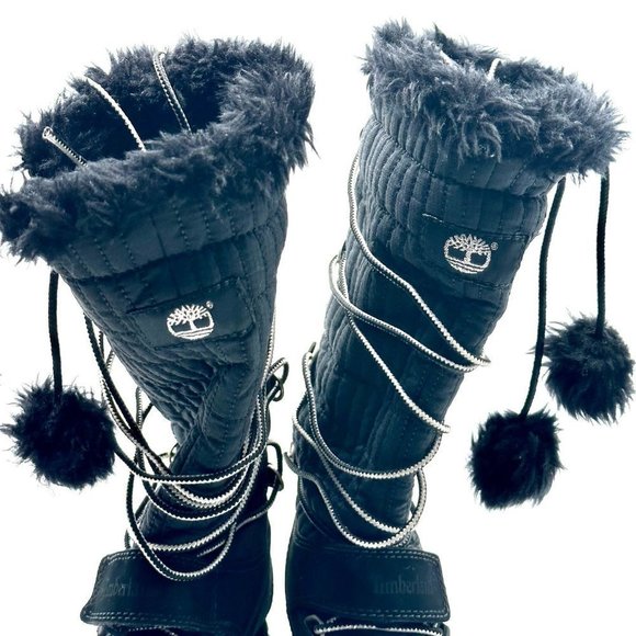 Timberland Kids T7 T8 Faux Fur Tall Winter Snow Boots - Picture 6 of 9